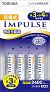 充電式IMPULSE 充電器セット（単3形「IMPULSE」min.2400mAh 4本付）　TNHC-34AH 【厚さ14.5mm(最薄部)】