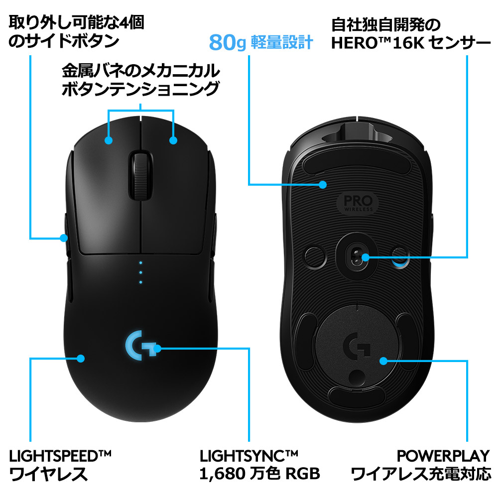 ゲーミングマウス PRO LIGHTSPEED ブラック G-PPD-002WLr ［光学式 /8ボタン /USB /無線(ワイヤレス )］｜の通販はソフマップ[sofmap]