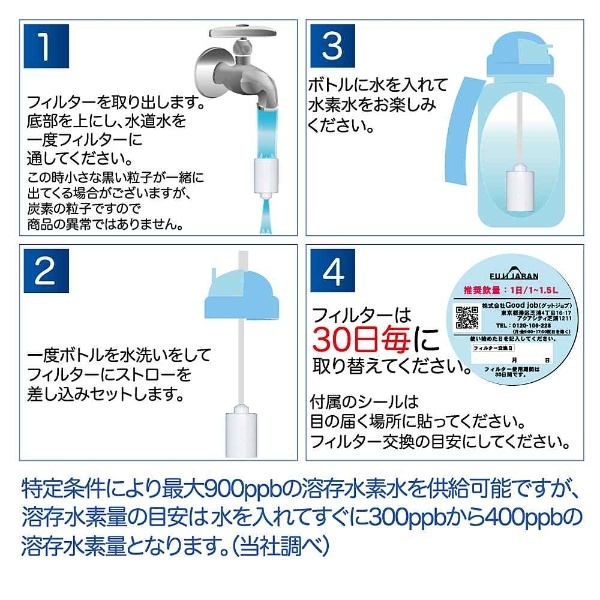 【在庫限り】 水素水生成器 まいにち水素 （400ml） アクアブルー