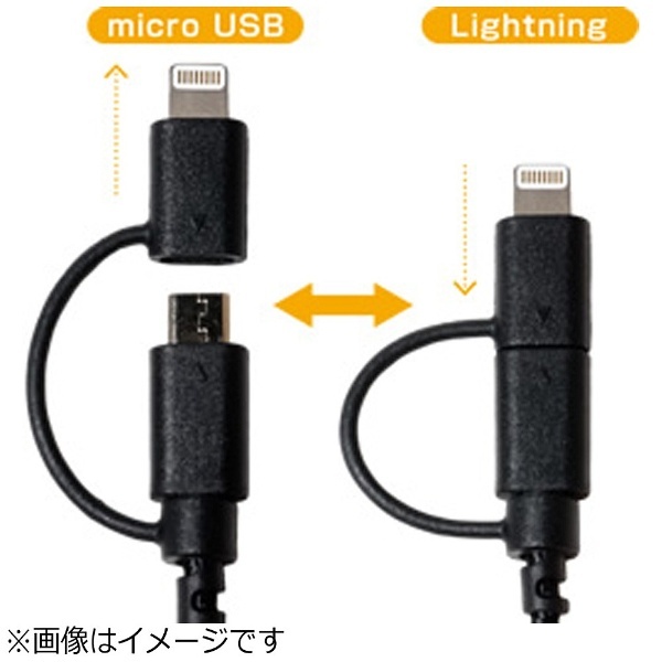 タブレット／スマートフォン対応［micro USB＋Lightning］ USBケーブル