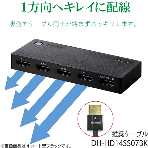 5％OFF HDMI切替器 2入力1出力 ケーブルなしモデル エレコム DH-SWL2BK ブラック arkhitek.co.jp