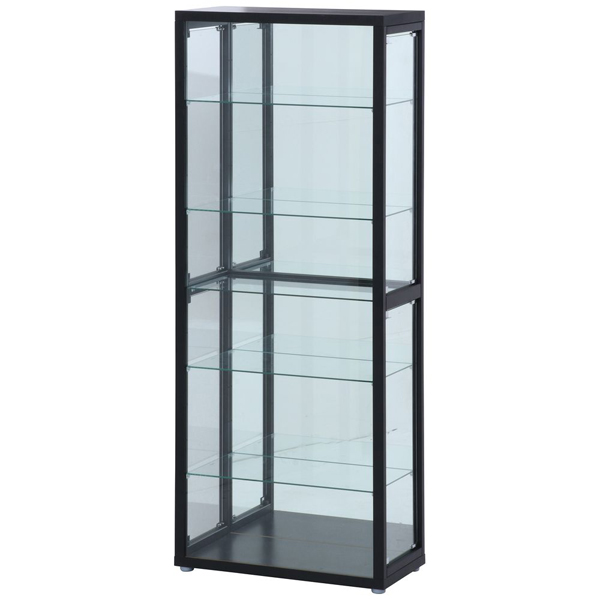 ガラスコレクションケース 6段（4つ扉） ブラック（高さ180cm） 98884 