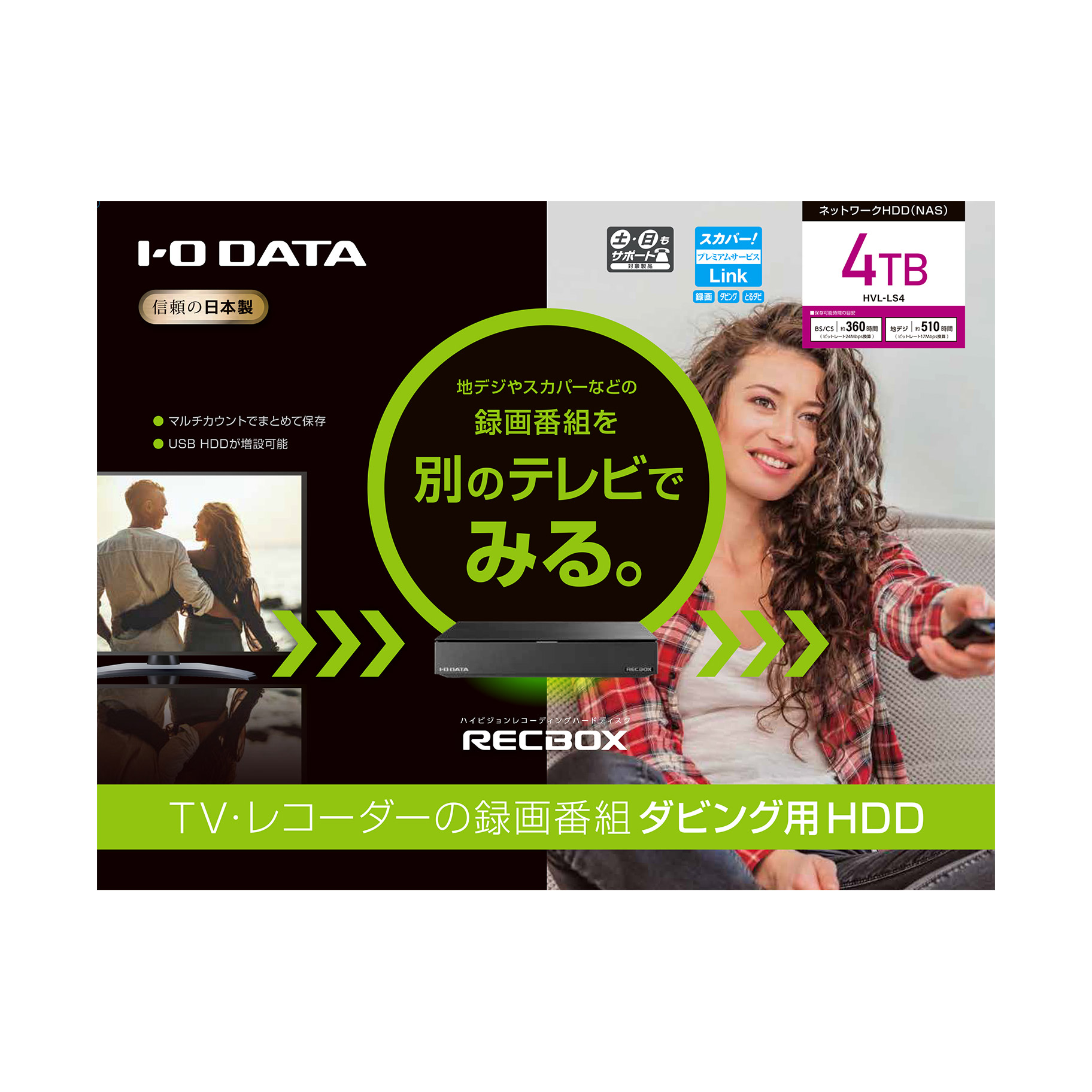 ［4TB］ハイビジョンレコーディングハードディスク RECBOX LS テレビ録画向けモデル HVL-LS4