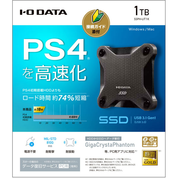 SSPH-UT1K 外付けSSD USB-A接続 (PS5/PS4対応) スモーキーブラック ［1TB /ポータブル型］_3