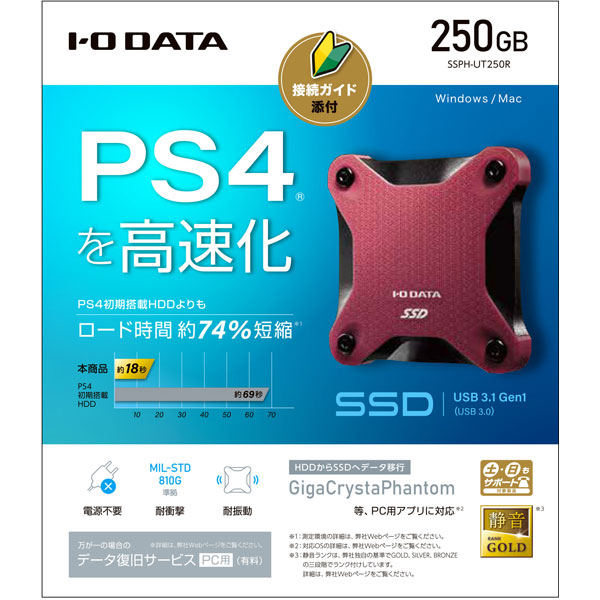 SSPH-UT250R 外付けSSD USB-A接続 (PS5/PS4対応) ワインレッド ［250GB /ポータブル型］