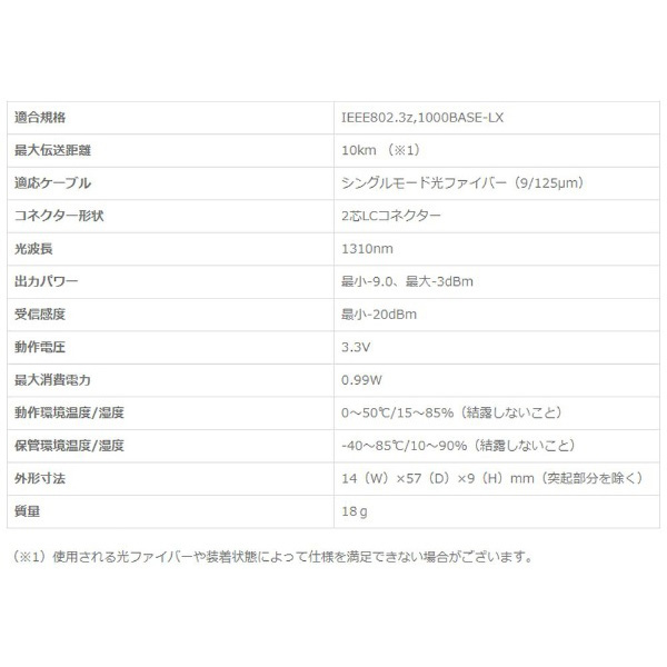 ヤマハネットワーク製品用　SFPモジュール（1000BASE-LX） YSFP-G-LX