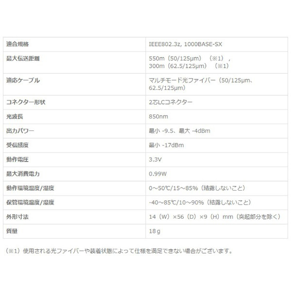 ヤマハネットワーク製品用 SFPモジュール（1000BASE-SX） YSFP-G-SXA 