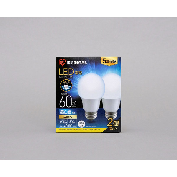 LED電球 E26 広配光2P 昼白色 60形（810lm） LDA7N-G-6T62P ［E26 /昼白色 /2個 /60W相当 /一般電球形  /広配光タイプ］｜の通販はソフマップ[sofmap]