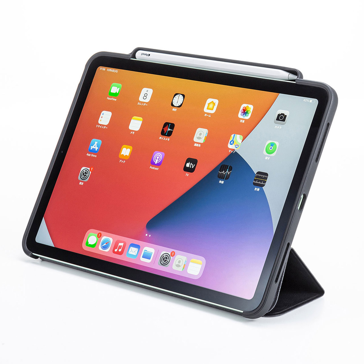 10.9インチ iPad Air（第4世代）、11インチ iPad Pro（第2/1世代）用 Apple Pencil収納ポケット付きケース ブラック  PDA-IPAD1714BK