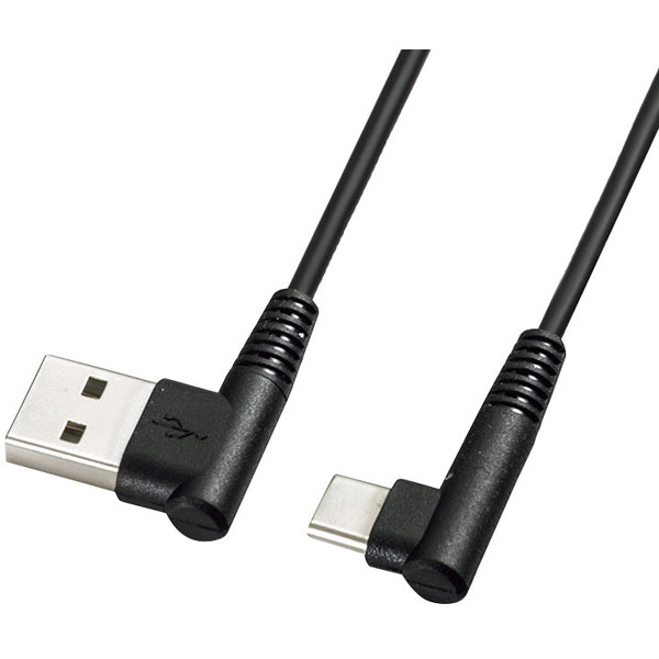 USB-A ⇔ USB-Cケーブル [充電 /転送 /0.2m /USB2.0 /L型] ブラック  KU-CALL02｜の通販はソフマップ[sofmap]