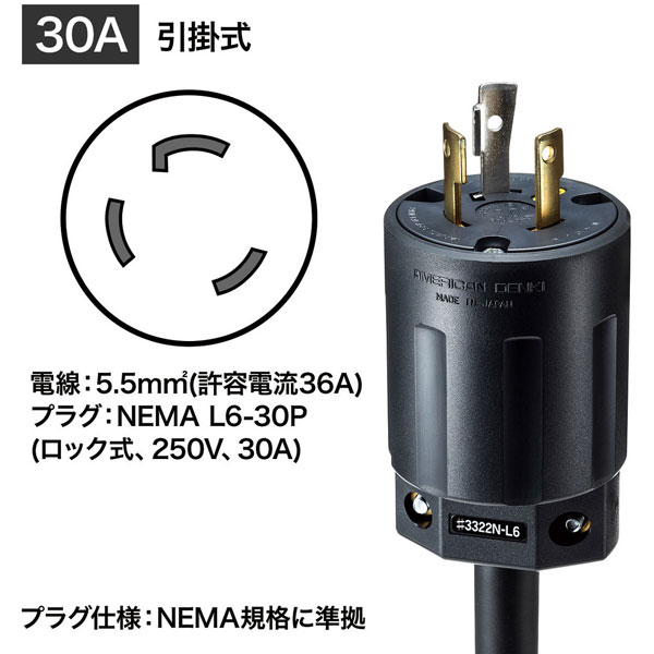 19インチサーバーラック用コンセント　200V(30A) TAP-SV23012N