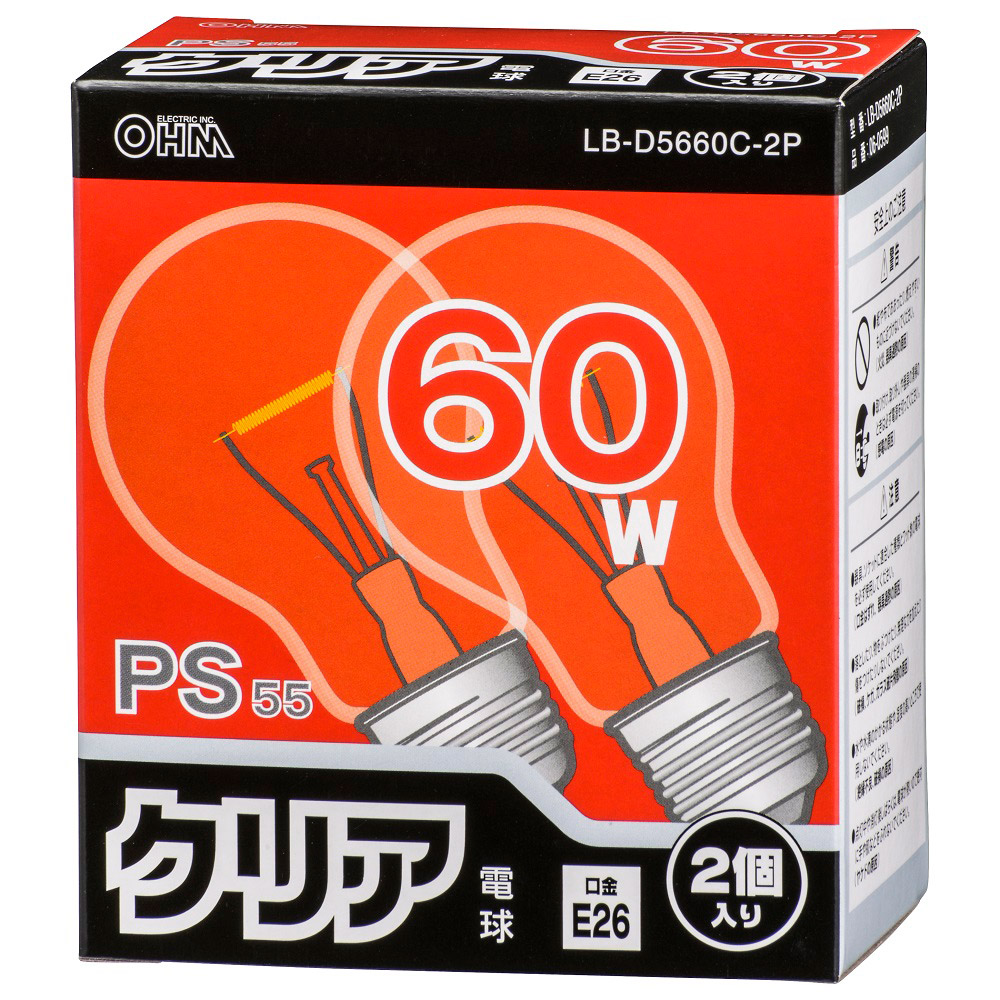 白熱電球 E26 60w 2個入 クリア Lb D5660c 2p 電球色 2個 一般電球形 の通販はソフマップ Sofmap