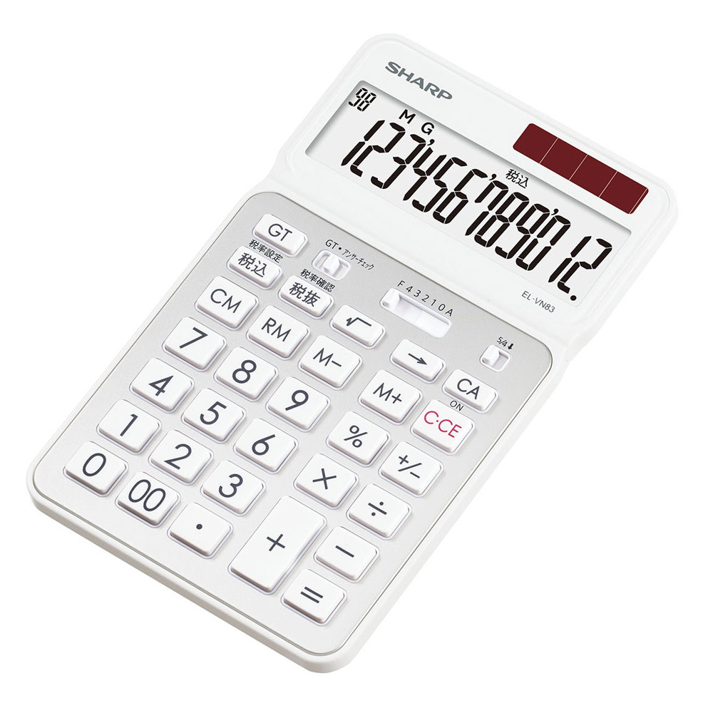 半額 シャープ スリムチルトディスプレイ12桁電卓 ナイスサイズ EL-N432-X