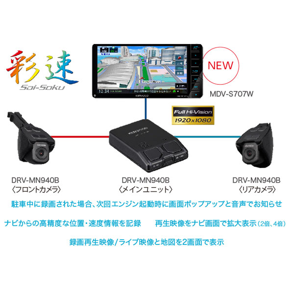 ドライブレコーダー DRV-MN940B ［セパレート型 /Full HD（200万画素