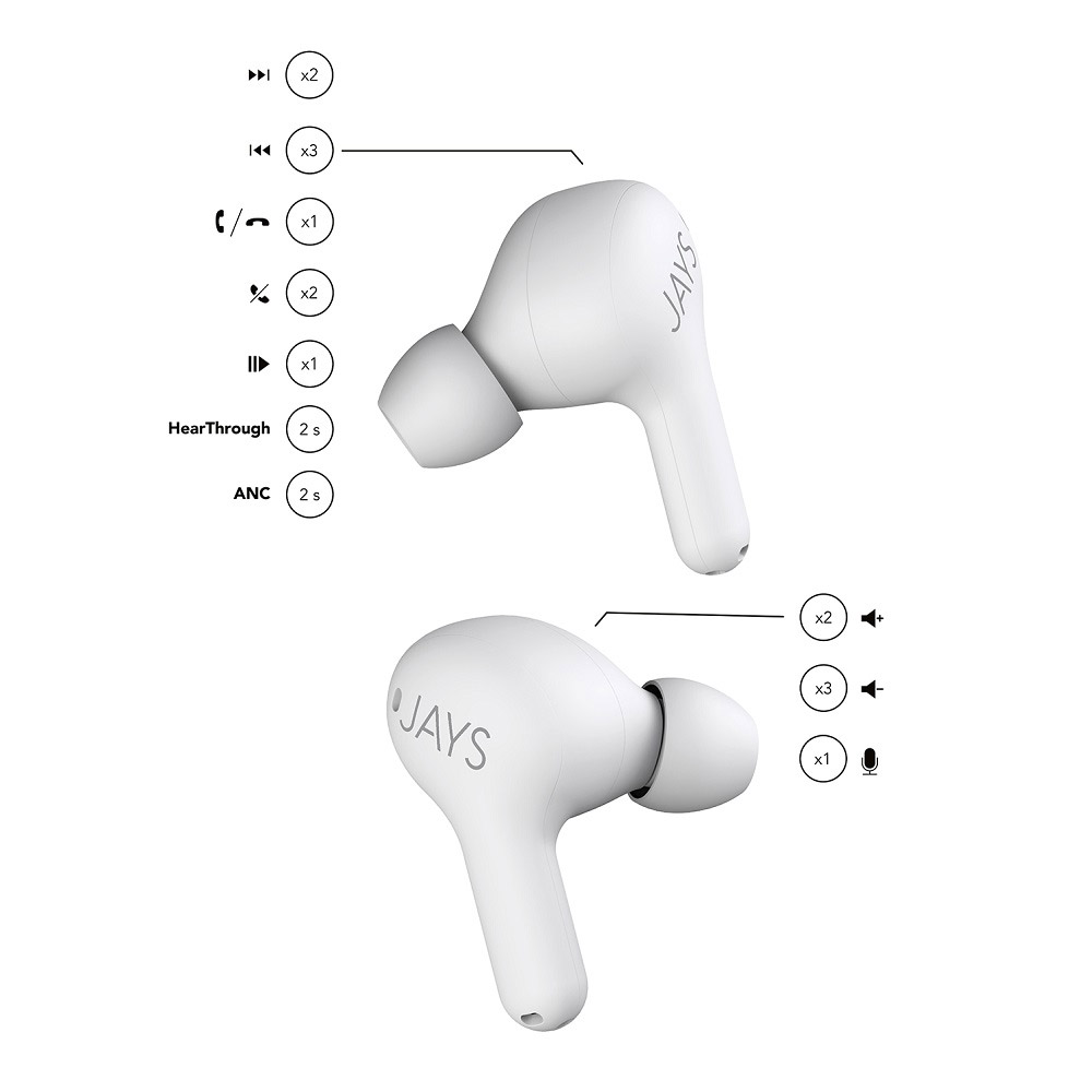 完全ワイヤレスイヤホン t-Seven True Wireless ホワイト RJS-TSTW-WH