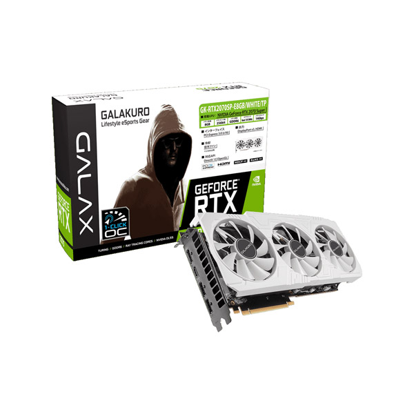 玄人志向 GALAKURO GAMING NVIDIA RTX 2070 Super 搭載 ホワイト 3連FAN モデル  GK-RTX2070SP-E8GB/WHITE/TP