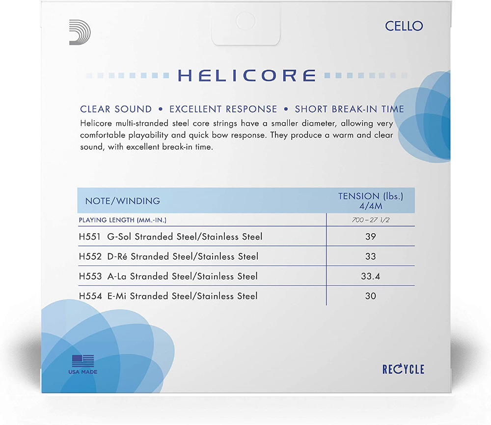 D'Addario ダダリオ チェロ用 バラ弦 Helicore Fourths-Tuning G