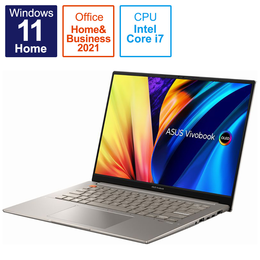 ノートパソコン Vivobook S 14X OLED サンドグレイ S5402ZA-M9049WS ［14.5型 /Windows11 Home  /intel Core i7 /メモリ：16GB /SSD：512GB /Office HomeandBusiness /日本語版キーボード /2022 年9月モデル］｜の通販はソフマップ[sofmap]