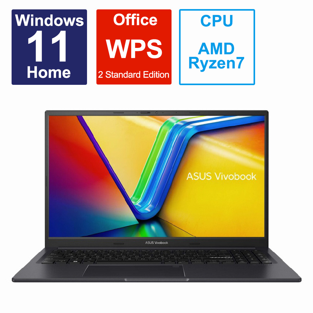 ノートパソコン Vivobook 15X OLED インディーブラック M3504YA-L1154W ［15.6型 /Windows11 Home  /AMD Ryzen 7 /メモリ：16GB /SSD：512GB /WPS Office /日本語版キーボード /2023年4月モデル］