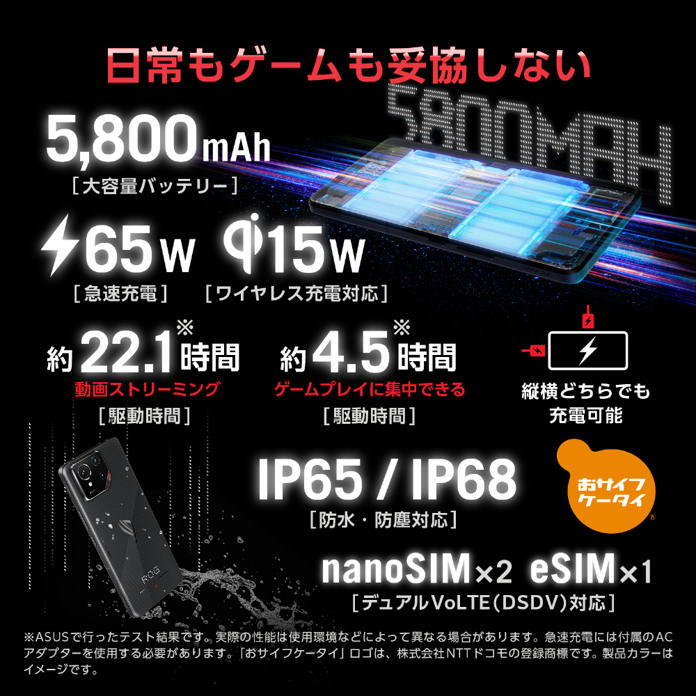 SIMフリー】ROG Phone 9 Qualcomm Snapdragon 8 Elite 6.78インチ