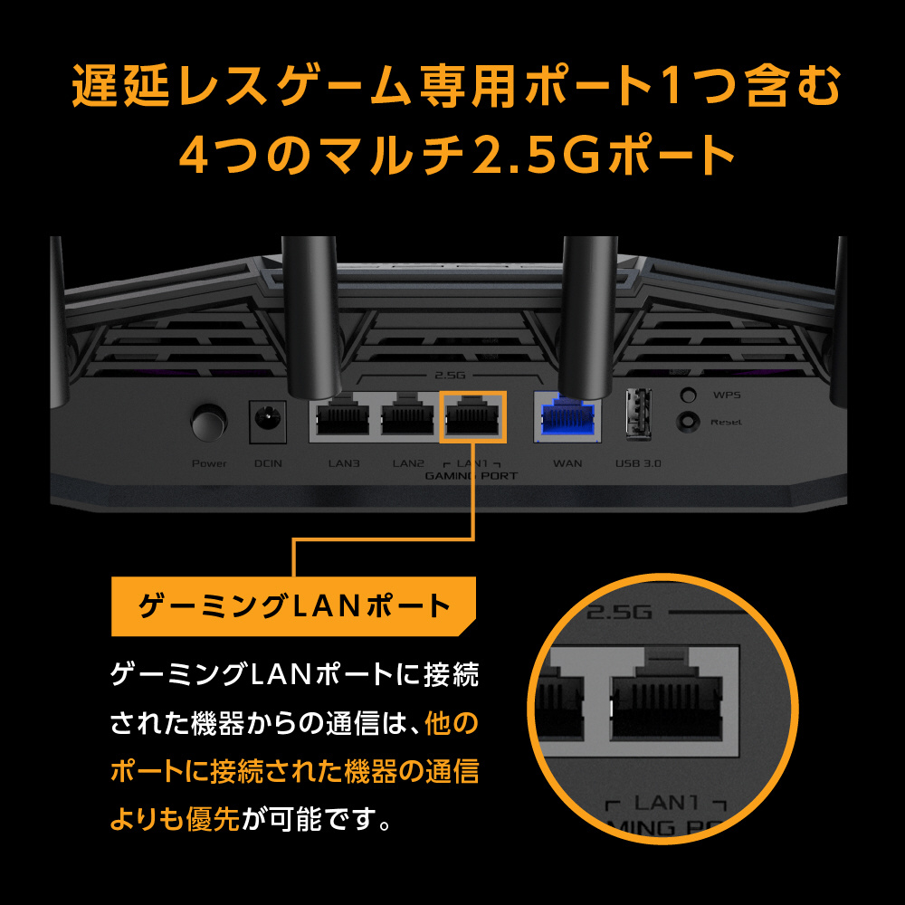 Wi-Fiルーター 5764+2882+688Mbps TUF Gaming BE9400 TUF-BE9400 ［Wi