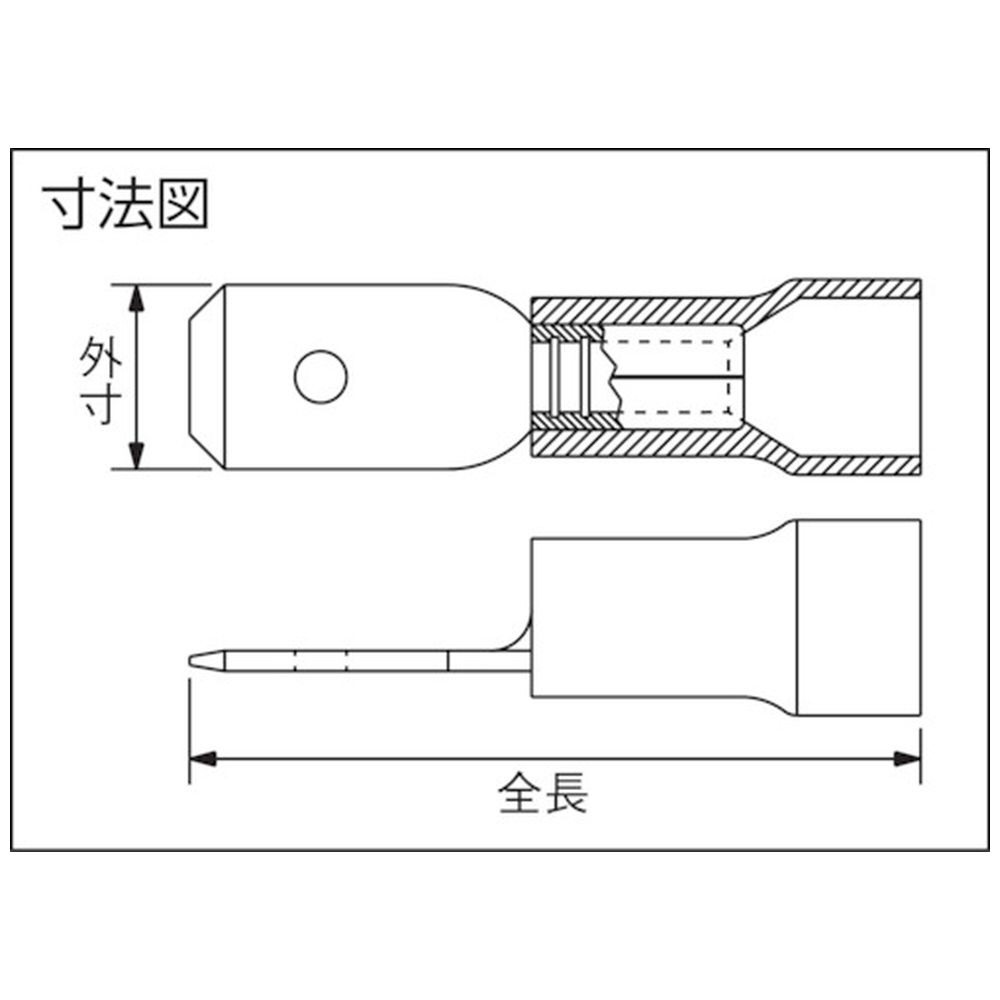 ストロングホールド ナイロン絶縁被覆付圧着端子 オス型 電線サイズ