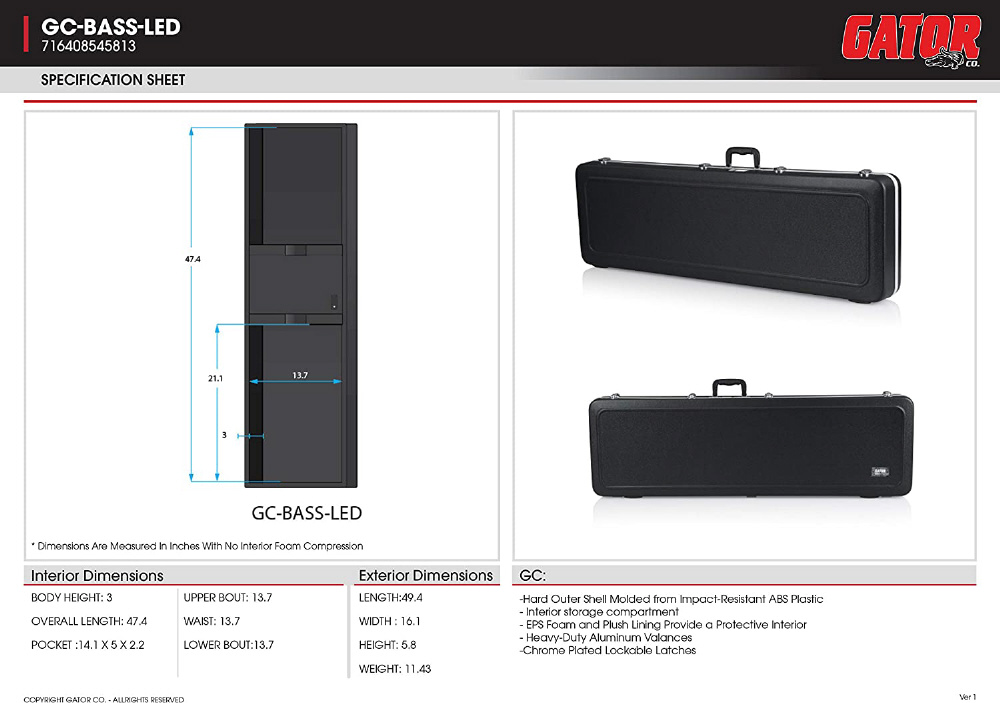 楽器ケース GATOR CASE GC-BASS-LED｜の通販はソフマップ[sofmap]