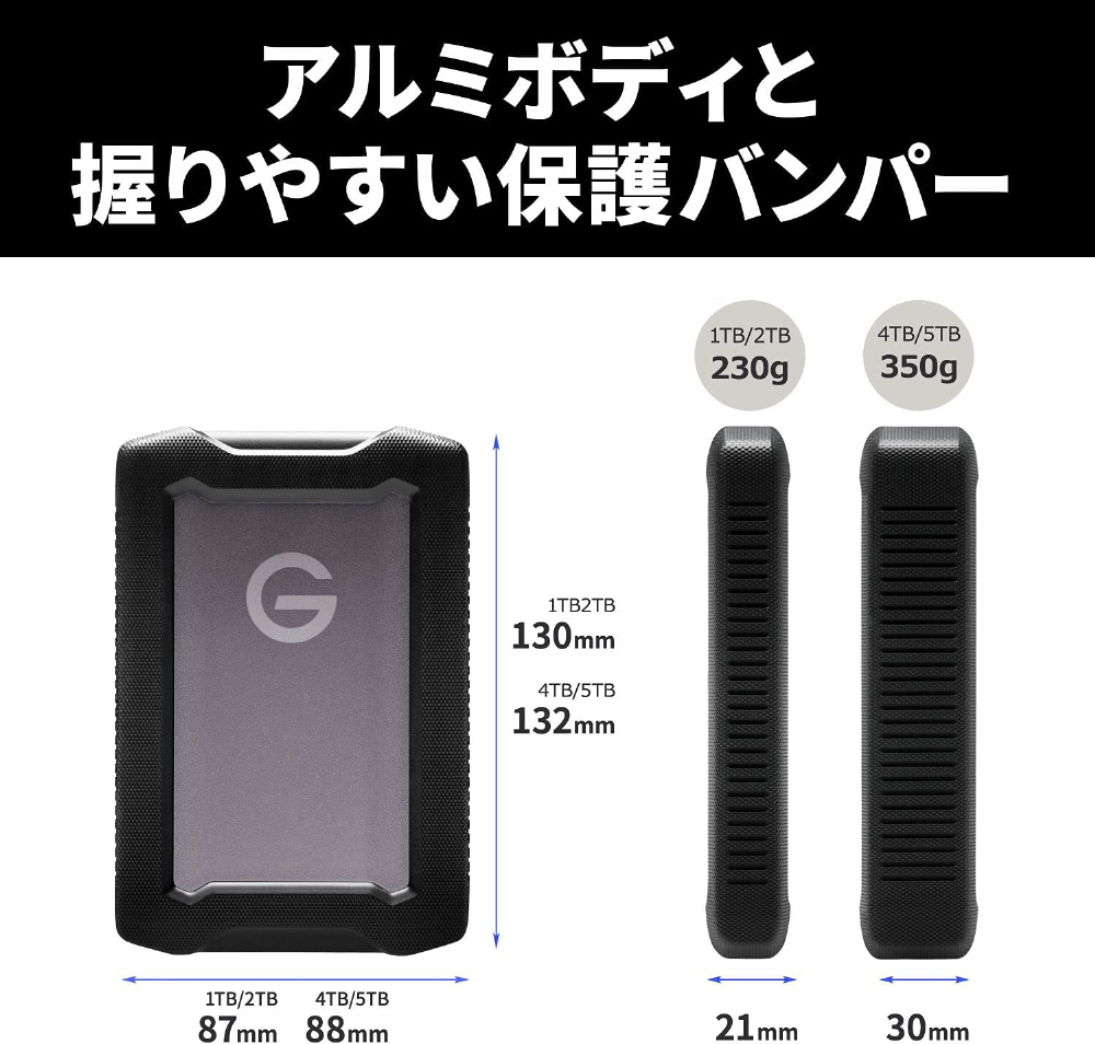 買取】SDPH81G-001T-GBAND 外付けHDD USB-C＋USB-A接続 G-DRIVE ArmorATD スペースグレイ ［1TB  /ポータブル型］|SANDISKPROFESSIONALの買取価格｜ラクウル