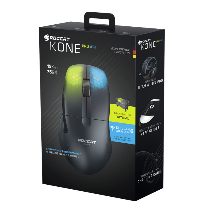 ゲーミングマウス Kone Pro Air アッシュブラック ROC-11-410-01 ［光学式 /無線(ワイヤレス) /7ボタン  /Bluetooth・USB］