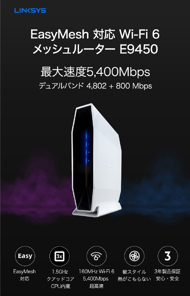 Wi-Fi 6 + メッシュWi-Fiルーター AX5400 デュアルバンド イージー