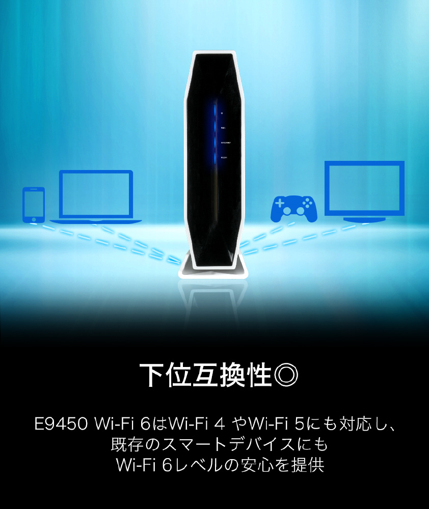Wi-Fi 6 + メッシュWi-Fiルーター AX5400 デュアルバンド イージーメッシュ対応ルーター (4802 + 800 Mbps)  ホワイト E9450-JP ［Wi-Fi 6(ax)/ac/n/a/g/b］