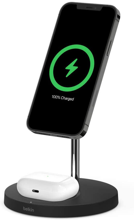 MagSafe急速充電対応 iPhone,AirPods 同時充電可能 2in1 ワイヤレス充電器 WIZ010dqBK ブラック ブラック  WIZ010DQBK