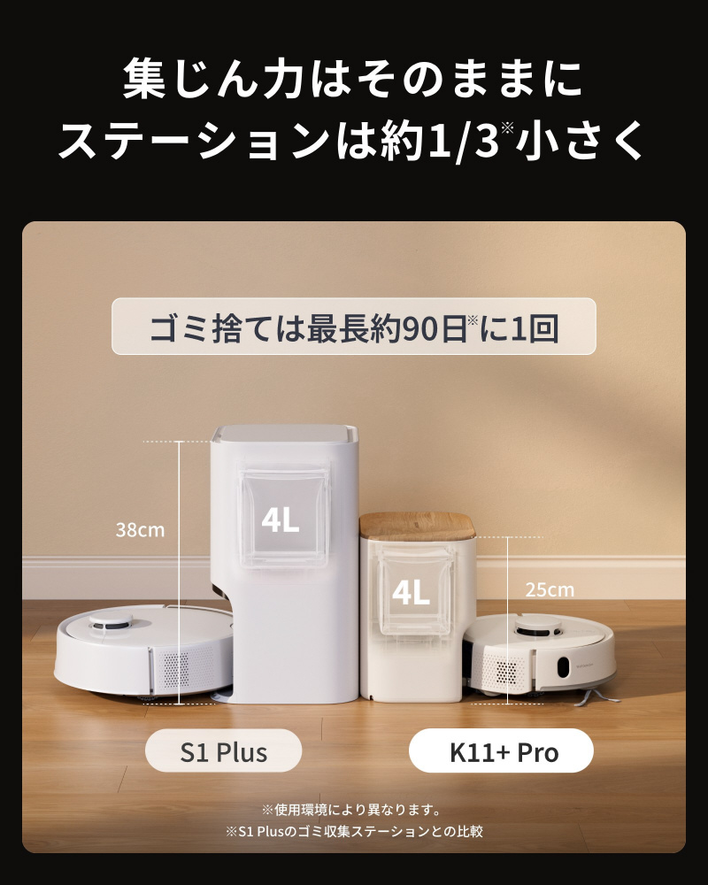 SwitchBot ロボット掃除機 K11+ Pro アイボリー ［吸引＋拭くタイプ