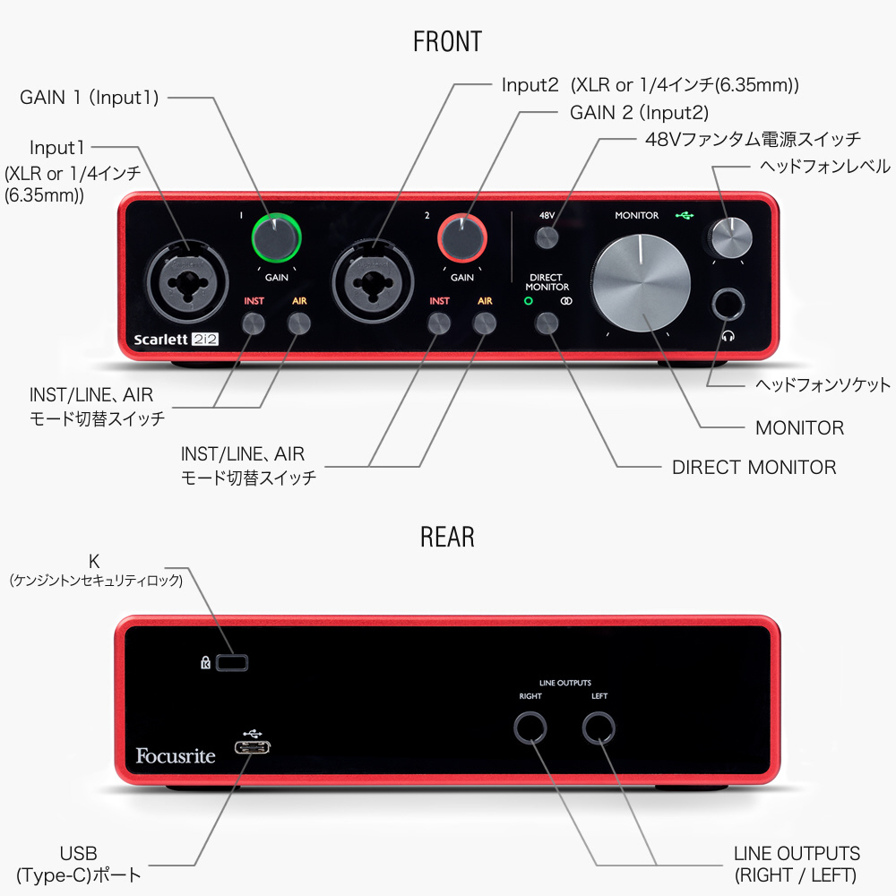 2i2　USB-Aオーディオインターフェース　(gen3)｜の通販はソフマップ[sofmap]　2イン/2アウト　Scarlett