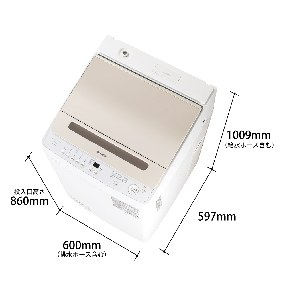 全自動洗濯機 ゴールド系 [洗濯8.0kg /乾燥機能無 /上開き] ES-GV8J-N