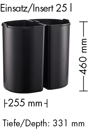 キッチンペダルビン＆プラスチックライナーセパレートダブル 25L+25L