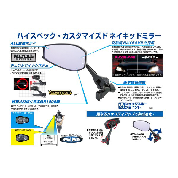 【TANAX】ナポレオン シャークミラー4 ブラック 未使用品 TANAX タナックス ナポレオン NA-012 シャークミラー5 NAPOLEON