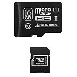 16GB・UHS Speed Class1（Class10）対応microSDHCカード（SDHC変換アダプタ付・防水仕様）GH-SDMRHC16GU [マイクロSD]