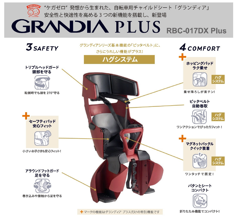 リアチャイルドシート GRANDIA PLUS グランディア プラス(グランレッド