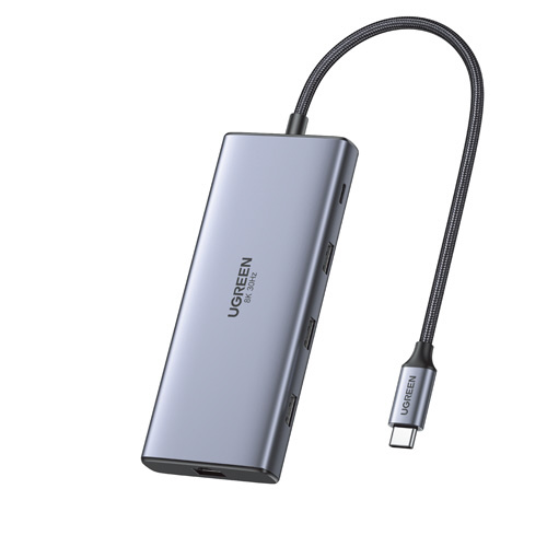 USB PD対応 100W ドッキングステーション UGR-OT-000016 USB-C オス→メス カードスロットx2 / HDMIx2 / LAN / USB