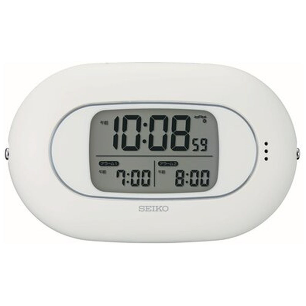 目覚まし時計 【Vib Egg】 白 SQ326W ［デジタル /電波自動受信機能有