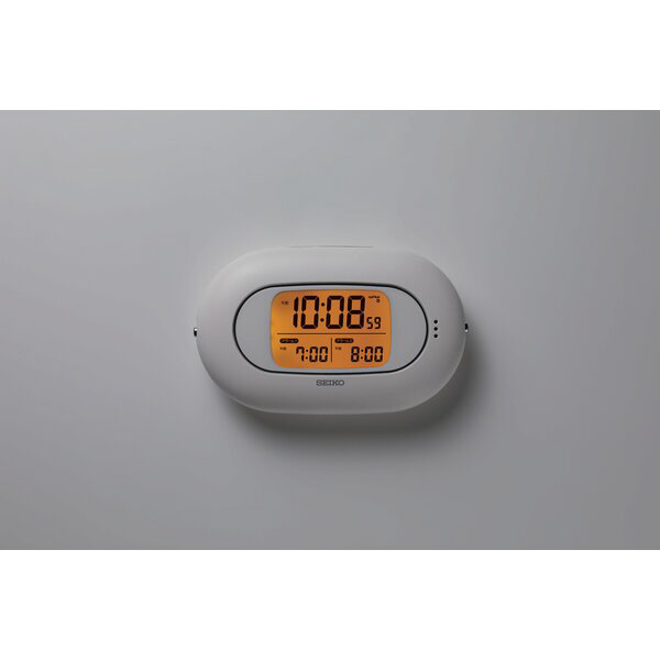 目覚まし時計 【Vib Egg】 白 SQ326W ［デジタル /電波自動受信機能有