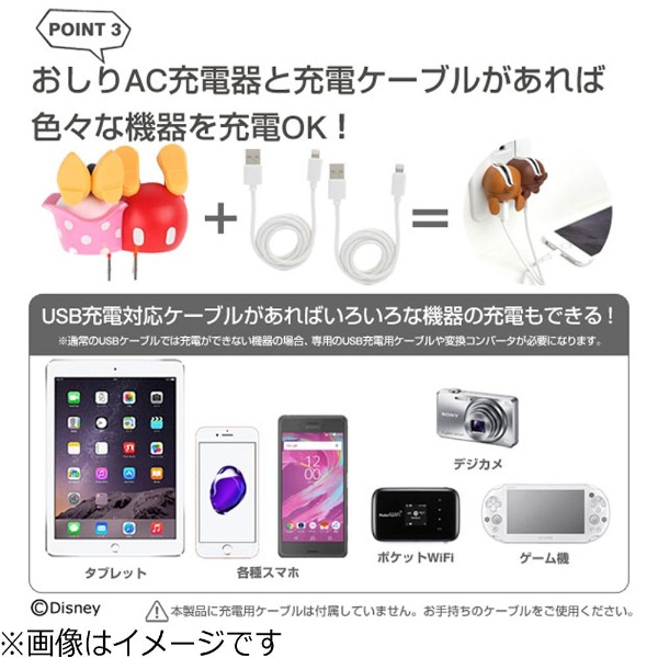 スマホ用USB充電コンセントアダプタ 2Aディズニー おしりシリーズ