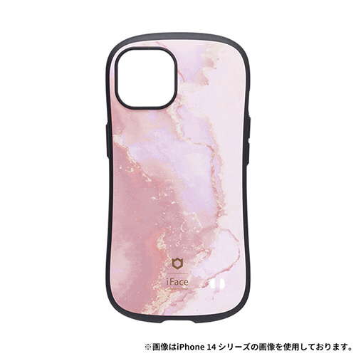 iPhone 15専用］iFace First Class Marbleケース iFace パウダーピンク