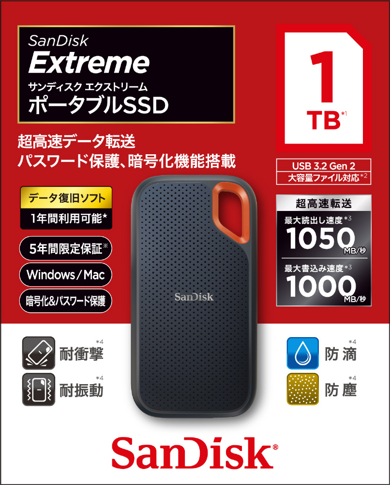 SanDisk(サンディスク) SDSSDE30-1T00-J27 ポータブルSSD 1TB