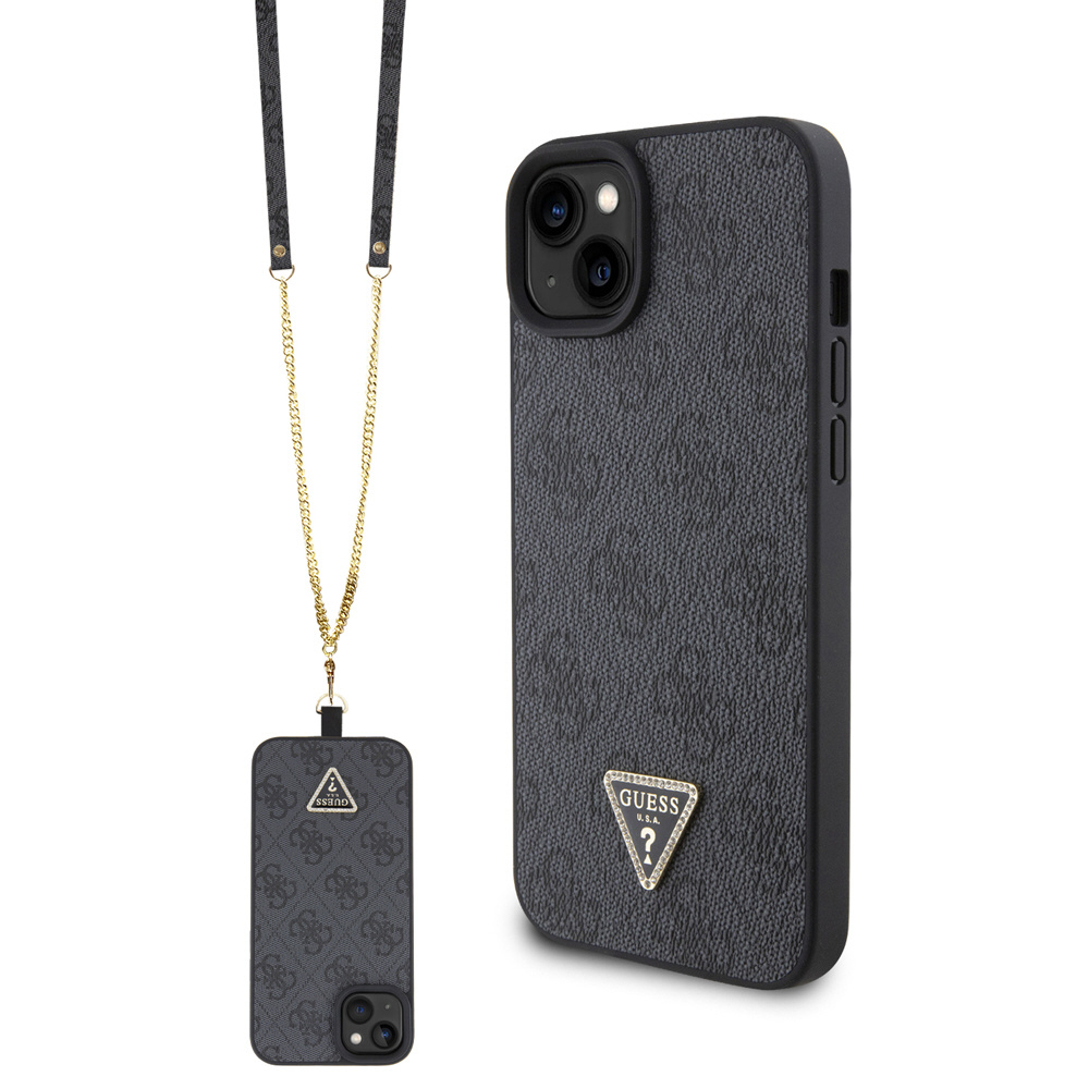 GUESS（ゲス） iPhone15用 ストラップ付 モノグラム 背面ケース
