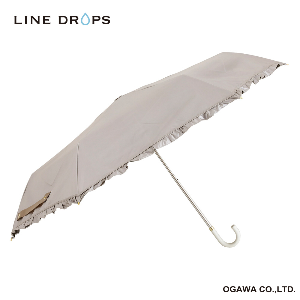 折りたたみ傘 フリル LINE DROPS グレージュ 24LD-PFR-3M ［晴雨兼用傘 /レディース /50cm］