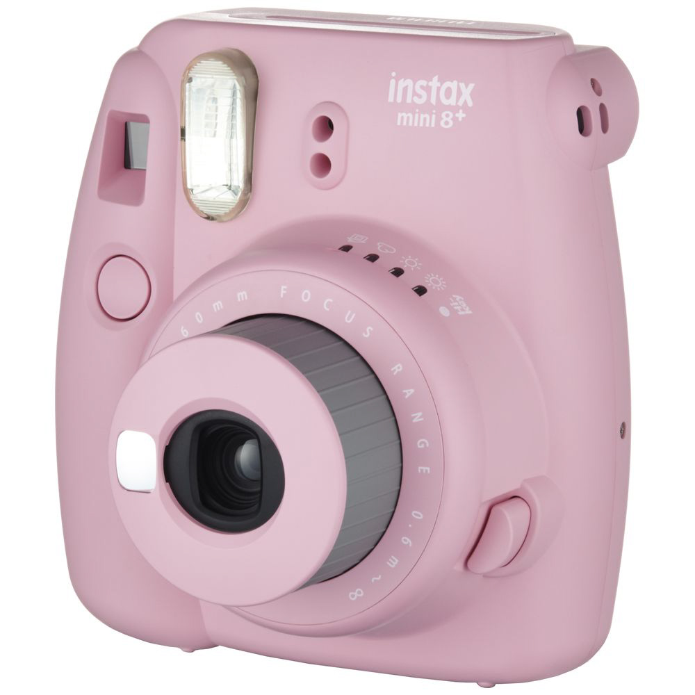 【在庫限り】 インスタントカメラ 『チェキ』 instax mini 8+（プラス） 純正ショルダーストラップ付 ストロベリー