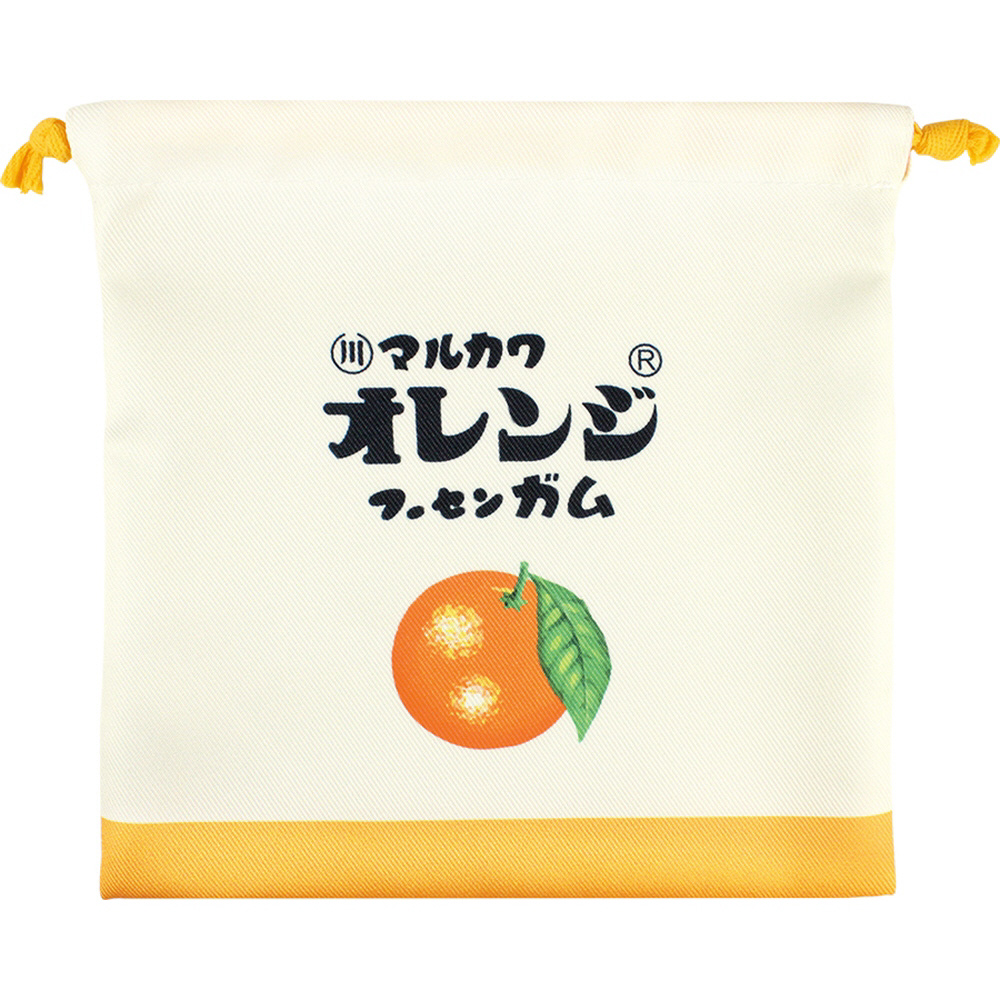 お菓子シリーズ フラット巾着 マルカワ風船ガム レトロ オレンジ OC