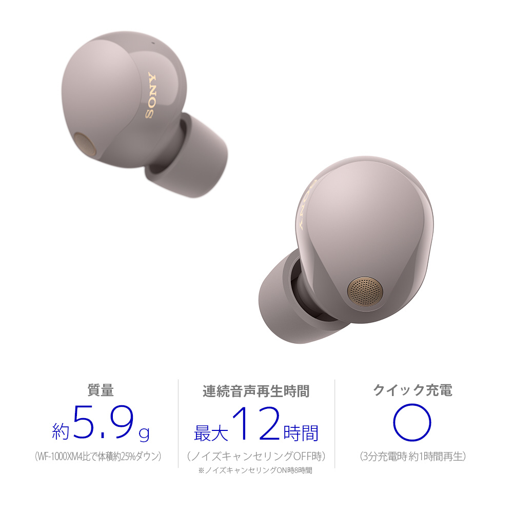 完全ワイヤレスイヤホン スモーキーピンク WF-1000XM5PC ［ワイヤレス(左右分離) /ノイズキャンセリング対応  /Bluetooth対応］｜の通販はソフマップ[sofmap]